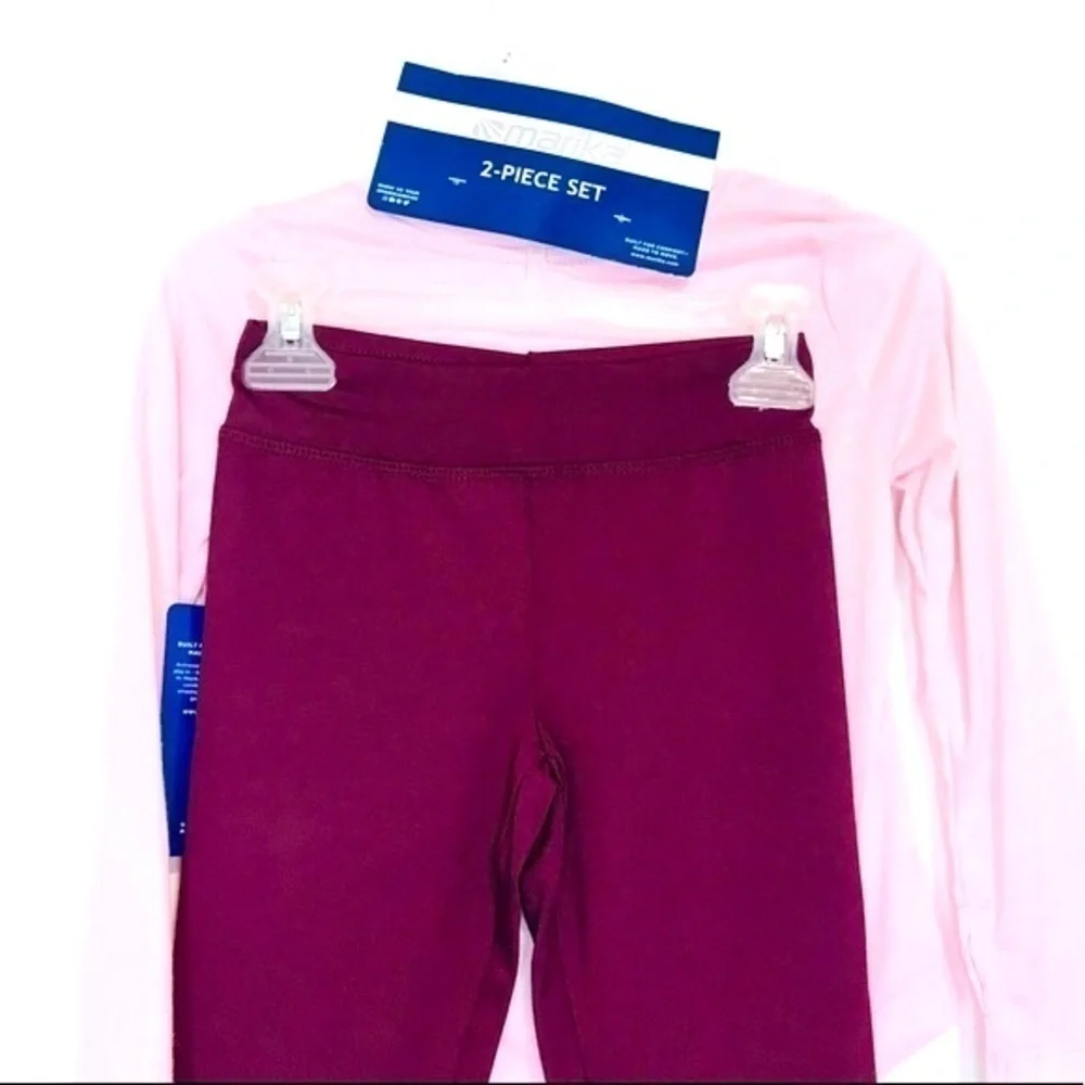 New! Marika Girls Love the Game Long Sleeve Tee Leggings 2-Piece Active Set